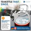 Chantal Classic Teakettle, 1.8 QT, Enamel On Steel, 2-Tone Harmonica Whistle, Rapid Boil and Even Heating (Almond)(Fade Grey)