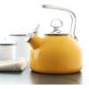 Chantal Classic Teakettle, 1.8 QT, Enamel On Steel, 2-Tone Harmonica Whistle, Rapid Boil and Even Heating (Almond)(Marigold)