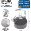 Chantal Classic Teakettle, 1.8 QT, Enamel On Steel, 2-Tone Harmonica Whistle, Rapid Boil and Even Heating (Almond)(Onyx)