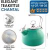 Chantal Classic Teakettle, 1.8 QT, Enamel On Steel, 2-Tone Harmonica Whistle, Rapid Boil and Even Heating (Almond)(Spearmint)