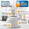 Chantal Classic Teakettle, 1.8 QT, Enamel On Steel, 2-Tone Harmonica Whistle, Rapid Boil and Even Heating (Almond)(White)