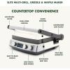 GreenPan Elite 7-in-1 Multi-Function Contact Grill & Griddle, Healthy Ceramic Nonstick, Grill & Waffle Plates, Adjustable Shade & Shear, Closed Press/Open Flat Surface, PFAS-Free, Cream White(Cream White)