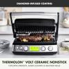 GreenPan Elite 7-in-1 Multi-Function Contact Grill & Griddle, Healthy Ceramic Nonstick, Grill & Waffle Plates, Adjustable Shade & Shear, Closed Press/Open Flat Surface, PFAS-Free, Cream White(Black)