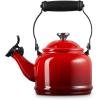 Le Creuset Enamel On Steel Demi Tea Kettle with Metal Finishes, 1.25 qt., Flame(Cerise)