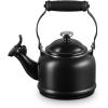 Le Creuset Enamel On Steel Demi Tea Kettle with Metal Finishes, 1.25 qt., Flame(Licorice)