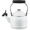 Le Creuset Enamel On Steel Demi Tea Kettle with Metal Finishes, 1.25 qt., Flame(White)