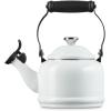 Le Creuset Enamel On Steel Demi Tea Kettle with Metal Finishes, 1.25 qt., Flame(White)
