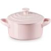 Le Creuset Stoneware Mini Round Cocotte, 8 oz., Caribbean(Chiffon Pink)