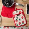 SUR LA Table Kitchen Essentials Fresh Blueberries Fruit Potholder 2-Pack Set, Heat Resistant, 100% Cotton, Flexible Non-Slip Silicone Grip, Blue/White, 7″x10″(Pink/Green/Cream)
