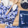 SUR LA Table Kitchen Essentials Lemon Zest Citrus Fruit Kitchen Towel 4-Pack Set, Absorbent 100% Cotton, Yellow/Blue/Ivory, 16″x28″(Blue/White)