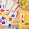 SUR LA Table Kitchen Essentials Lemon Zest Citrus Fruit Kitchen Towel 4-Pack Set, Absorbent 100% Cotton, Yellow/Blue/Ivory, 16″x28″(Yellow/Blue/Ivory)