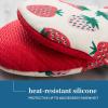 SUR LA Table Kitchen Essentials Quirky Strawberries Fruit Mini Oven Mitt 2-Pack Set, Heat Resistant, 100% Cotton, Flexible Non-Slip Silicone Grip, Pink/Green/Cream, 5.5″x8″(Pink/Green/Cream)