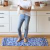 SUR LA Table Kitchen Essentials Zest Up Your Life Citrus Fruit Anti Fatigue Comfort Mat, Kitchen Mat, Standing Desk Mat, Non-Slip Backing, Yellow/Blue/Ivory, 20″x39″(Blue/White)