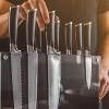 Schmidt Brothers – Acacia Midtown Magnetic Knife Block, Acacia Hardwood and Acrylic Shield, Universal Cutlery Storage For 8-10 Knives(Black Downtown)