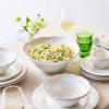 Sur La Table 11″ Pearl Stoneware Dinner Plate with Raised Dot Border & Distressed Edges, Vintage-Inspired Design, Chip-Resistant, Dishwasher & Microwave(White)