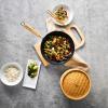 Sur La Table 12″ Nonstick Wok with Maple Handle – Steel Stir-Fry Pan with Flat Bottom for Even Heating, Healthy Cooking with Little to No Oil, Lightweight and Induction Compatible