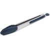Sur La Table 12″ Silicone-Tipped Tongs – Stainless Steel Kitchen Tongs with Nonstick, Heat-Resistant Tips – Locking Handle for Compact Storage, Black(Navy)