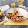 Sur La Table 14″ Carbon-Steel Wok, Flat Bottom Pan for High-Heat Cooking – Ideal for Deep-Frying, Steaming, and Stir-Frying– Lightweight, Fast Heating(Silver)