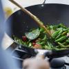 Sur La Table 14″ Nonstick Wok with Maple Handle – Steel Stir-Fry Pan with Flat Bottom for Even Heating, Healthy Cooking with Little to No Oil, Lightweight and Induction Compatible(Black)
