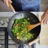 Sur La Table 14″ Nonstick Wok with Maple Handle – Steel Stir-Fry Pan with Flat Bottom for Even Heating, Healthy Cooking with Little to No Oil, Lightweight and Induction Compatible(Black)
