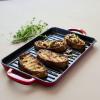 Sur La Table 15″ x 9″ Enameled Cast Iron Grill Pan – Rectangular Stove-to-Oven Griddle for Steaks, Veggies & Seafood, Induction Compatible, Oven to 500°F, No Seasoning Required, Red