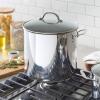 Sur La Table 16-Quart Stainless Steel Stockpot – Large Capacity Soup & Stew Pot with High Sides and Wide Base, Impact-Bonded Warp-Resistant Base, Riveted Handles, Oven & Induction, Rolled Rim for