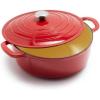 Sur La Table 7-Qt Enameled Cast Iron Dutch Oven – With Lid for Braising, Baking & Deep Frying, Induction Compatible, Oven to 500°F, Seals in Moisture for Flavorful Results, Light Blue(Light Blue)