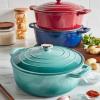Sur La Table 7-Qt Enameled Cast Iron Dutch Oven – With Lid for Braising, Baking & Deep Frying, Induction Compatible, Oven to 500°F, Seals in Moisture for Flavorful Results, Light Blue(Light Blue)