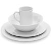 Sur La Table Bistro 24 Piece Porcelain Dinnerware Set includes Dinner Plates, Salad Plates, Cereal Bowls and Mugs, Service for 6, White – Microwave and Dishwasher