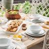 Sur La Table Bistro 24 Piece Porcelain Dinnerware Set includes Dinner Plates, Salad Plates, Cereal Bowls and Mugs, Service for 6, White – Microwave and Dishwasher