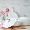 Sur La Table Enameled Cast Iron Cookware Set – Includes 5-Qt & 2.5-Qt Dutch Ovens with Lids and 10″ Skillet, Oven to 500°F, Induction Compatible, Essential Starter Gift Set, White(White)