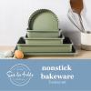 Sur La Table Kitchen Essential Carbon Steel Baking Pans Bakeware Set W/Premium PFOA, PFAS, PTFE Free Grey Nonstick Interior – Black Exterior(Juniper Green)