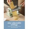 Sur La Table Kitchen Essential Va Bene Manual Pasta Maker Machine Noodle Maker w/Rollers & Cutters – Spaghetti, Fettuccini, Lasagna or Dumpling Skin – Stainless Steel/Juniper Green