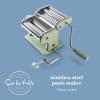Sur La Table Kitchen Essential Va Bene Manual Pasta Maker Machine Noodle Maker w/Rollers & Cutters – Spaghetti, Fettuccini, Lasagna or Dumpling Skin – Stainless Steel/Juniper Green