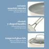 Sur La Table Kitchen Essentials 10 Piece PFA Free Non-Toxic Titanium Ceramic Nonstick Interior Forged Aluminum Cookware Pots and Pans Set – Linen White – Induction Compatible(Two-Tone White & Silver)