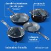 Sur La Table Kitchen Essentials 10 Piece PFA Free Non-Toxic Titanium Ceramic Nonstick Interior Forged Aluminum Cookware Pots and Pans Set – Linen White – Induction Compatible(Black)