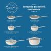 Sur La Table Kitchen Essentials 10 Piece PFA Free Non-Toxic Titanium Ceramic Nonstick Interior Forged Aluminum Cookware Pots and Pans Set – Linen White – Induction Compatible(Linen White)