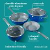 Sur La Table Kitchen Essentials 10 Piece PFA Free Non-Toxic Titanium Ceramic Nonstick Interior Forged Aluminum Cookware Pots and Pans Set – Linen White – Induction Compatible(Blue)