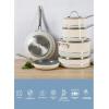 Sur La Table Kitchen Essentials 10 Piece PFA Free Non-Toxic Titanium Ceramic Nonstick Interior Forged Aluminum Cookware Pots and Pans Set – Linen White – Induction Compatible(Two-Tone White & Silver)