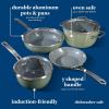 Sur La Table Kitchen Essentials 10 Piece PFA Free Non-Toxic Titanium Ceramic Nonstick Interior Forged Aluminum Cookware Pots and Pans Set – Linen White – Induction Compatible(Green)