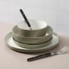 Sur La Table Kitchen Essentials 16 Piece Two-Tone Porcelain Chip and Scratch Resistant Dinnerware Plates and Bowls Set – Green/White(Grey/White)
