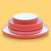 Sur La Table Kitchen Essentials 16 Piece Two-Tone Porcelain Chip and Scratch Resistant Dinnerware Plates and Bowls Set – Green/White(Red/White)