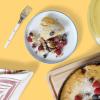 Sur La Table Kitchen Essentials 16 Piece Two-Tone Porcelain Chip and Scratch Resistant Dinnerware Plates and Bowls Set – Red/White(Blue/White)