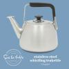 Sur La Table Kitchen Essentials 2 Qt Heavy Gauge Brushed Stainless Steel Whistling Tea Kettle – Durable Stovetop Kettle(Brushed Stainless)