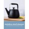 Sur La Table Kitchen Essentials 2 Qt Heavy Gauge Brushed Stainless Steel Whistling Tea Kettle – Durable Stovetop Kettle(Matte Black)