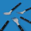 Sur La Table Kitchen Essentials 20 Piece Flatware Silverware Set – Stainless Steel Utensils – Forks, Spoons, Knives – Linen(Black)