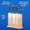 Sur La Table Kitchen Essentials 5 Piece German Steel Blade w/Triple Riveted Handle Set on Beechwood Magnetic Block – Linen White(Black)