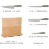 Sur La Table Kitchen Essentials 5 Piece German Steel Blade w/Triple Riveted Handle Set on Beechwood Magnetic Block – Linen White(Juniper Green)