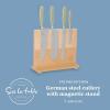 Sur La Table Kitchen Essentials 5 Piece German Steel Blade w/Triple Riveted Handle Set on Beechwood Magnetic Block – Linen White(Juniper Green)