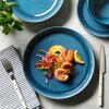 Sur La Table Kitchen Essentials Banquette 16 Piece Double Bowl Plates and Bowls Reactive Glaze Stoneware Dinnerware Set – Green(Blue)